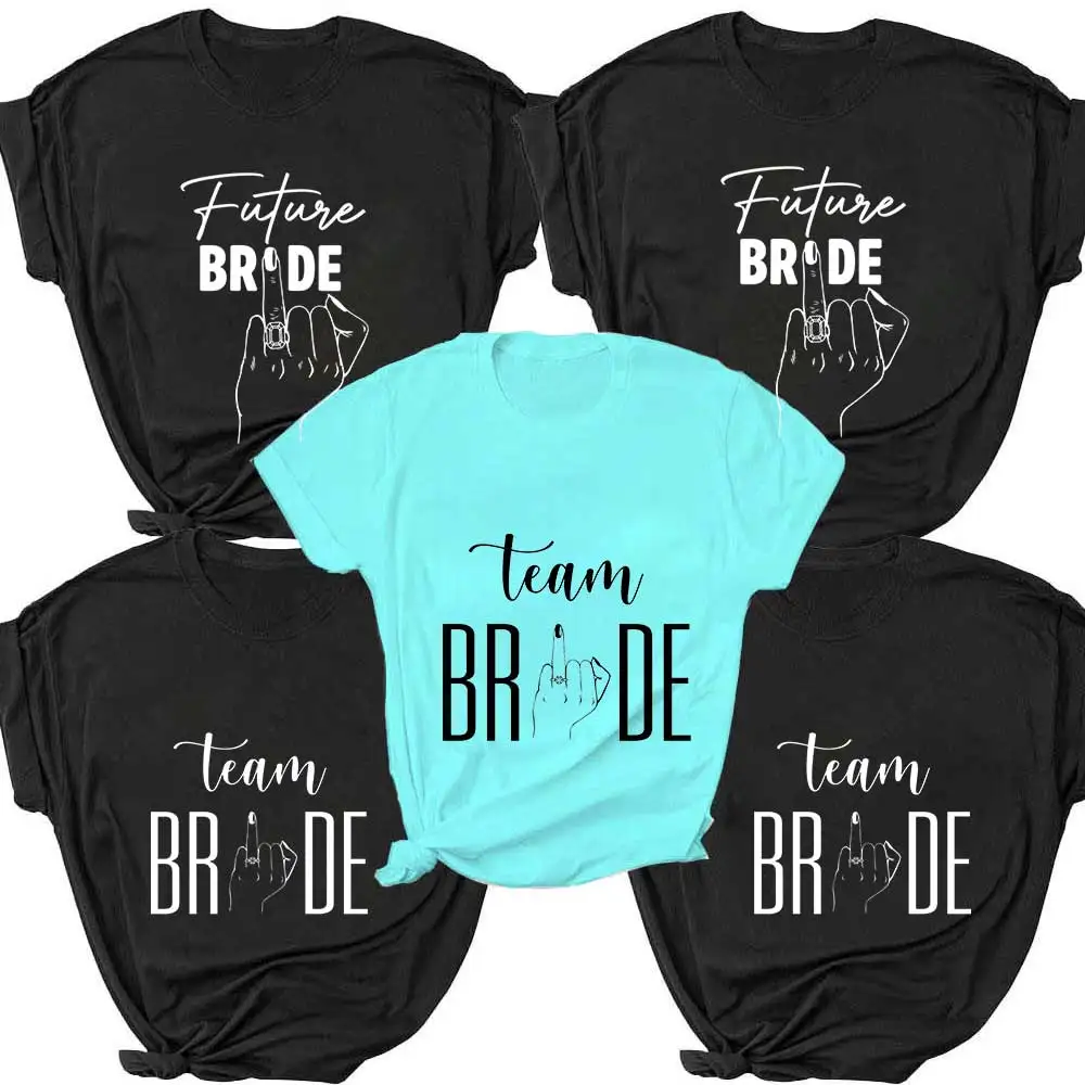 Fashion Future Bride Wedding Bachelorette Women T-shirt Harajuku T-shirt Bride Ring Finger Bride Team Wedding Party T Shirt Tops