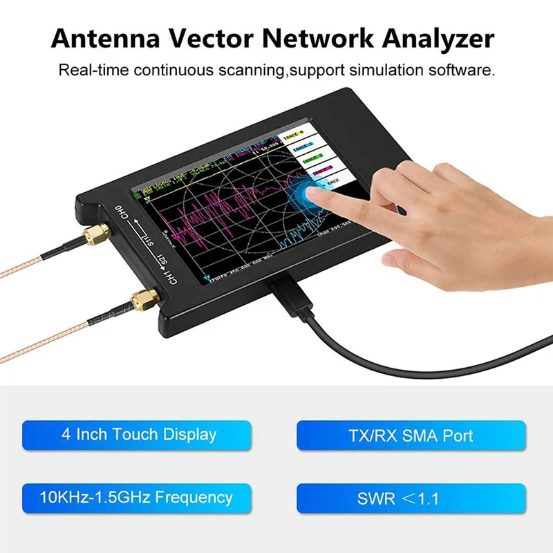 

ABPQ-For Nanovna-H4 Vector Network Analyzer 4Inch Display 10Khz-1.5Ghz MF VHF UHF Antenna Analyzer Replacement