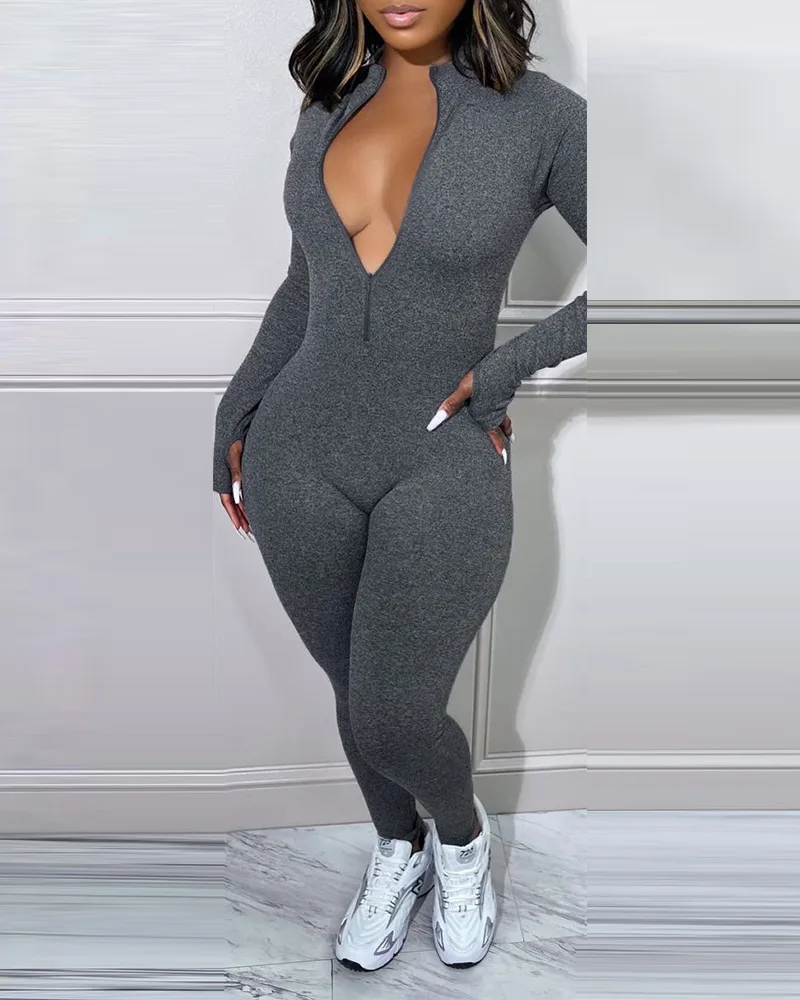 Jumpsuits Vrouwen Schede Een Stuk Diepe V-hals Volledige Mouw Sexy Overalls Lange Broek Rompertjes Hip Wrap Strakke Taille Jumpsuit