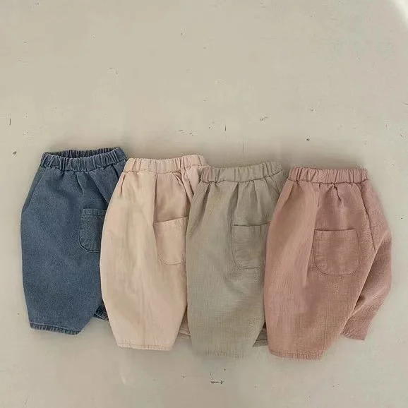 Korean Infant Children Loose Casual Pants Spring And Summer Comfortable Anti-Mosquito Radish Pants Nine-Point Pants