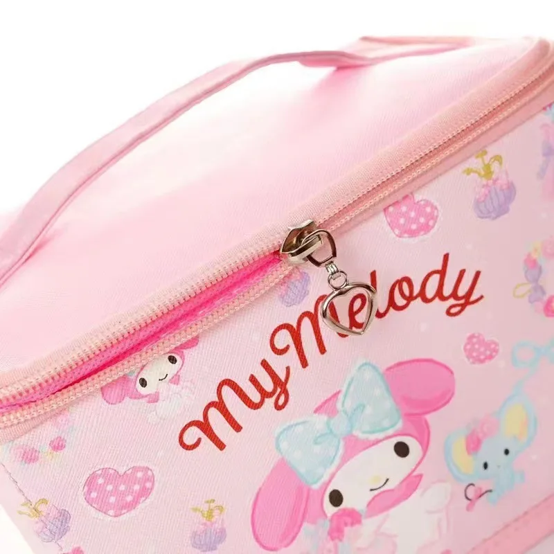 Hello Kitty Mymelody Kuromi Japanese Cartoon Sanrio Super Cute Portable Cosmetic Storage Box Folding Cosmetic Case Gift For Girl