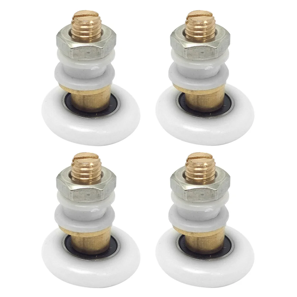 

4Pcs Durable Stainless Steel Shower Door Wheels Easy Installation Noisefree Sliding Adjustable Height Glass Door Thickness
