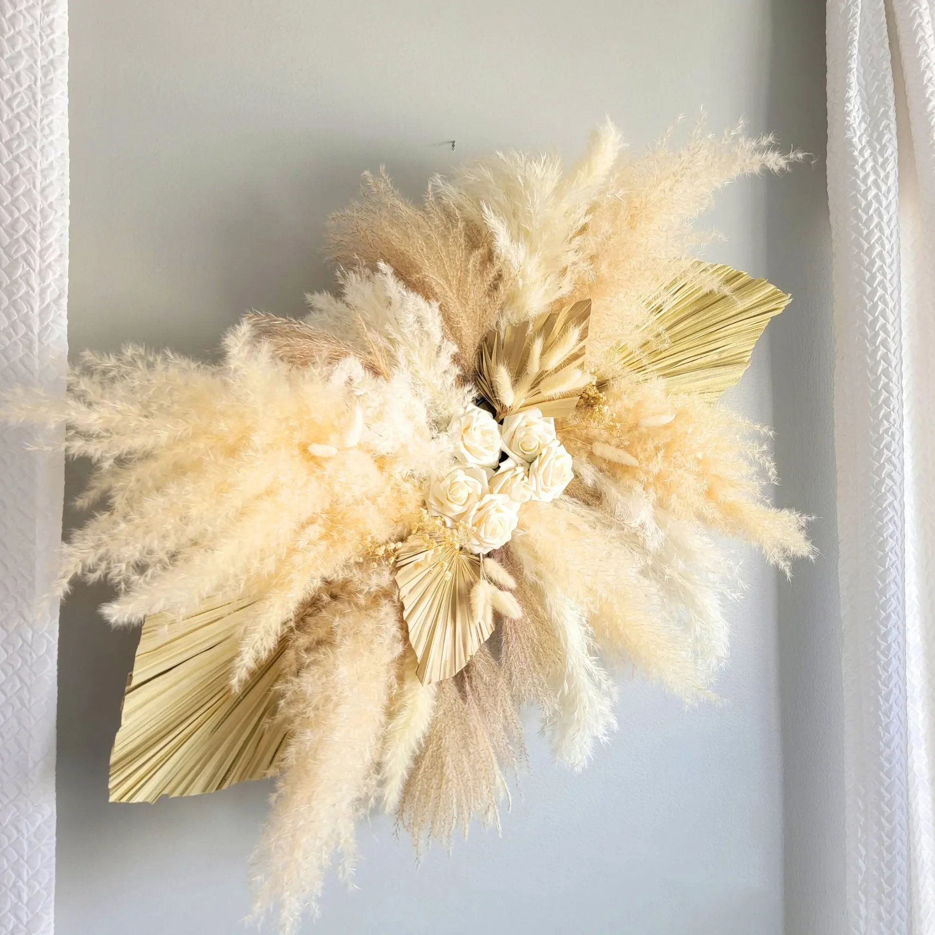 Imagem -06 - Grande Pampas Grass para Decoração de Casamento Rosa Artificial Palma Floral Arranjo de Parede Arco Qua Arranjo Diy Natural