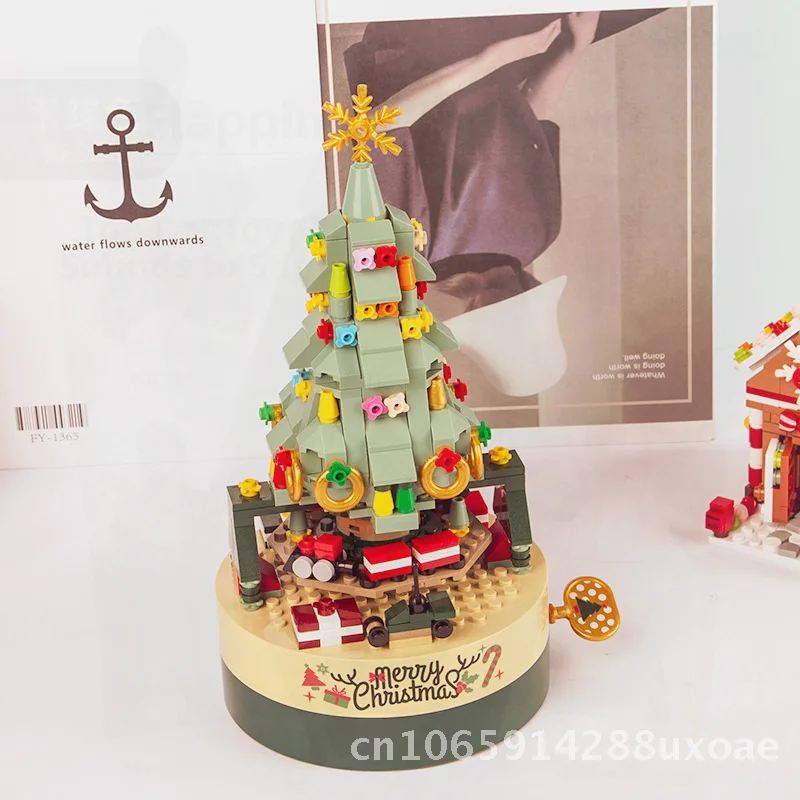 

Girls Christmas Gift Music Box Building Blocks Set - 364pcs Christmas Tree Decorative Lights Modern Art Style Acrylic Display