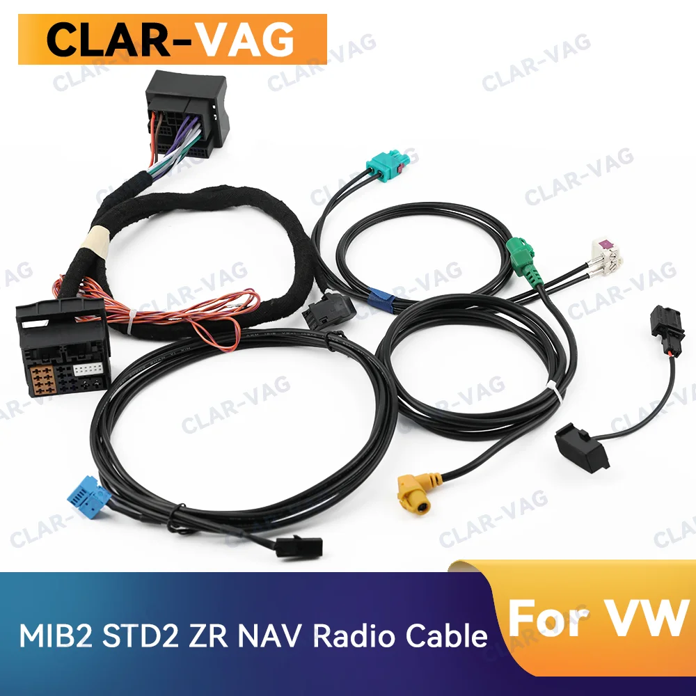 MIB2 STD2 ZR NAV Radio Cable Wire Harness set With 2 to 2 Cable for Golf 7 MK7 Passat B8 MQB TIGUAN POLO 6C