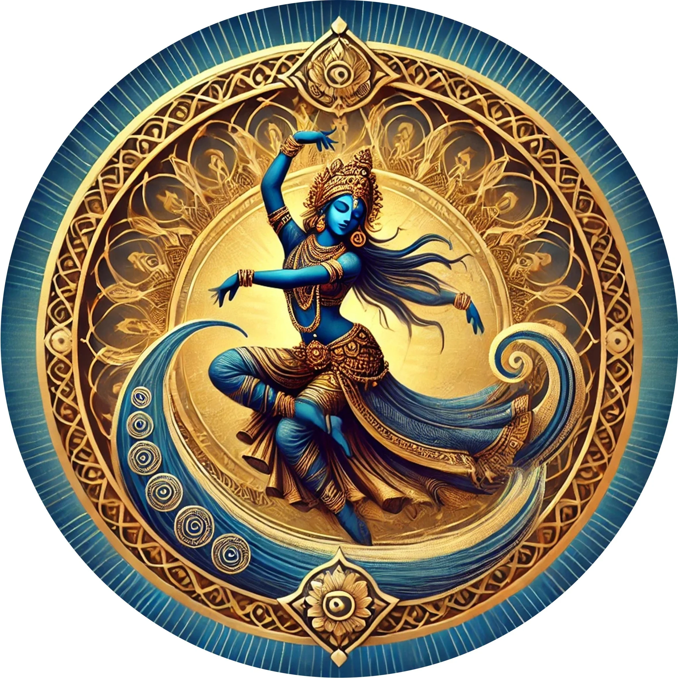CIFBUY 2D Flat Print Hindu Goddess Kali Round Metal Wall Art Waterproof Durable Aluminum Wall Art Home Office Living Room Bar Ca