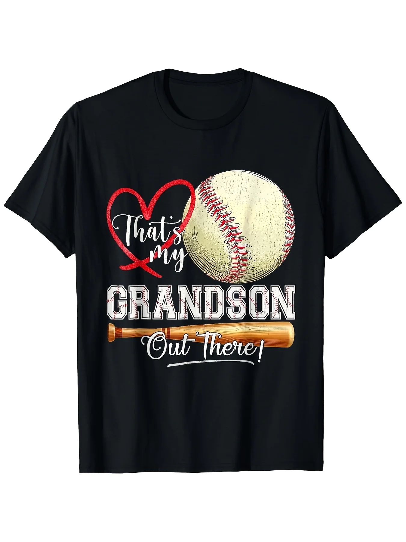 That's My Grandson Out There Baseball Grandma Mother's Day TShirt Men's  TShirt Summer Casual Short Sleeve Crew Neck Perfect for Daily Wear Holiday Gifts0Retro Casual Short-sleeved T-shirt with a Round Neck and Printed Pattern Suitable