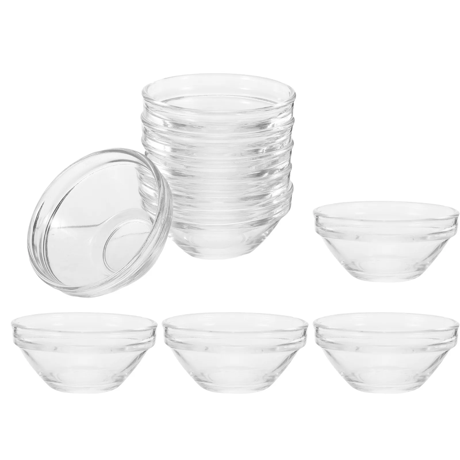 10Pcs Glass Bowls Set Small Clear Dessert Bowls Perfect for Pudding Ice Cream Dipping Sauce Condiment Serving Dish