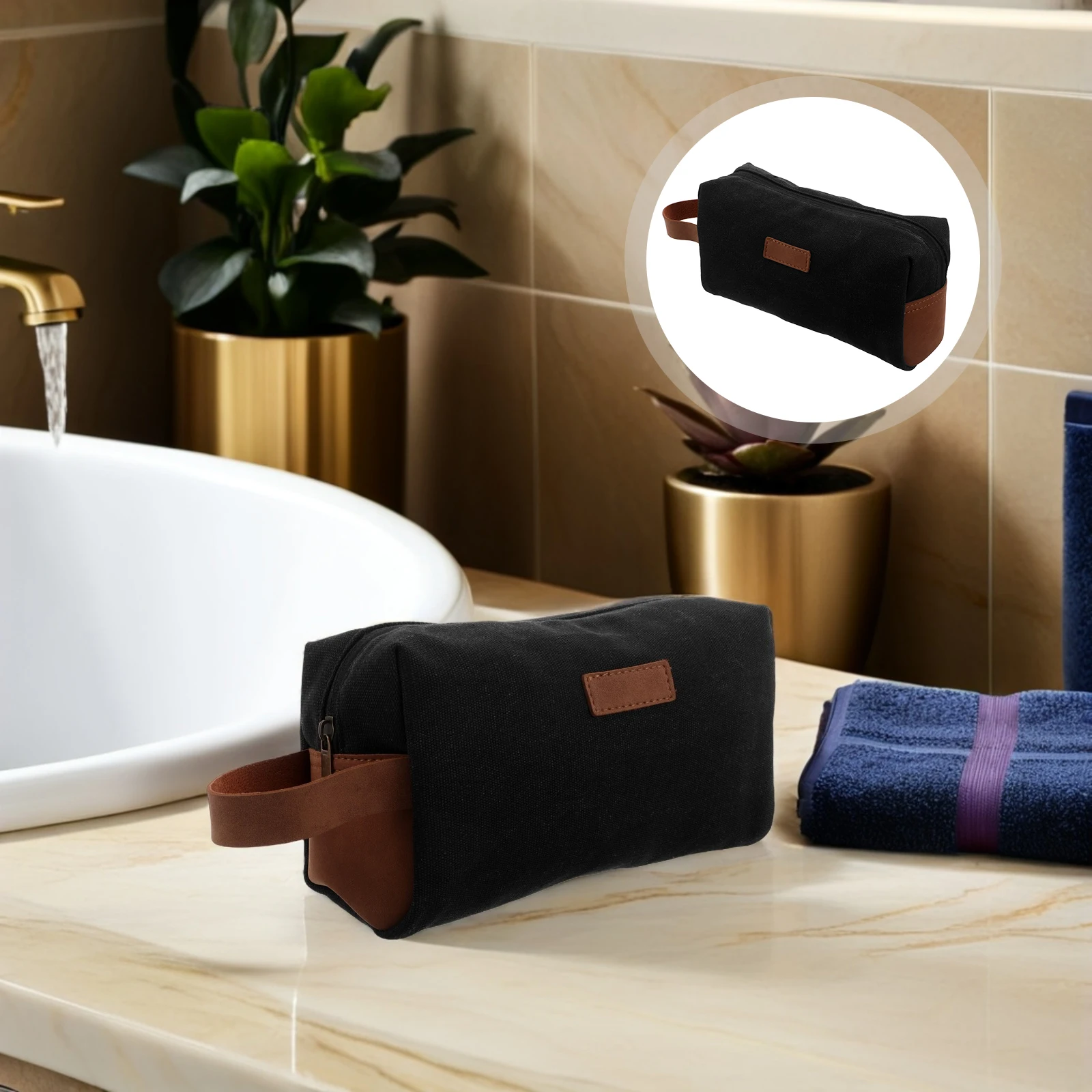 

Business Storage Bag Large Capacity Canvas Toiletry Organizer For Men Waterproof Travel Pouch Makeup Case Portable