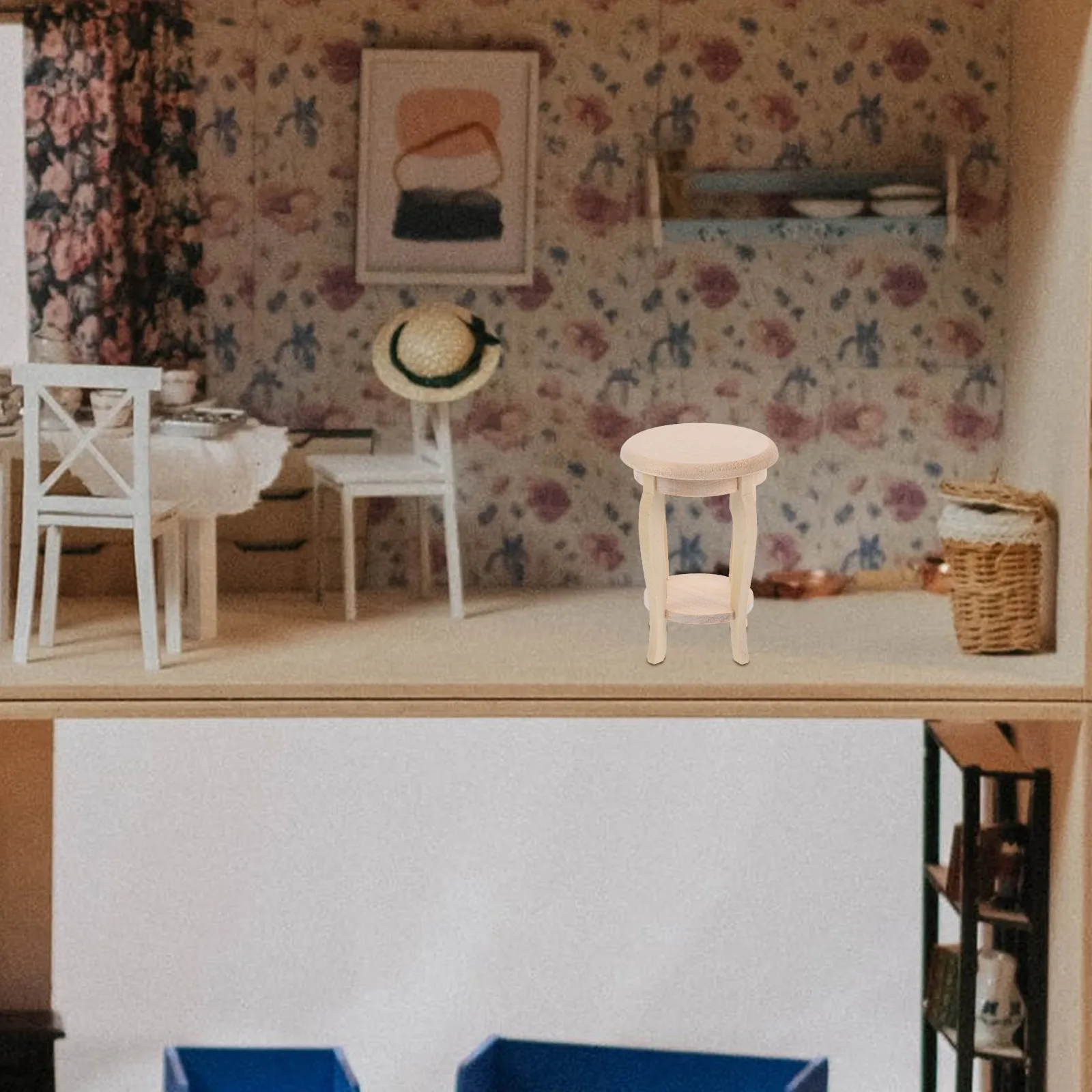 

Миниатюрный деревянный табурет в масштабе 1:12, винтажный стиль, мини-мебель, аксессуар для гостиной, балкона, сада, декор для мини-дома