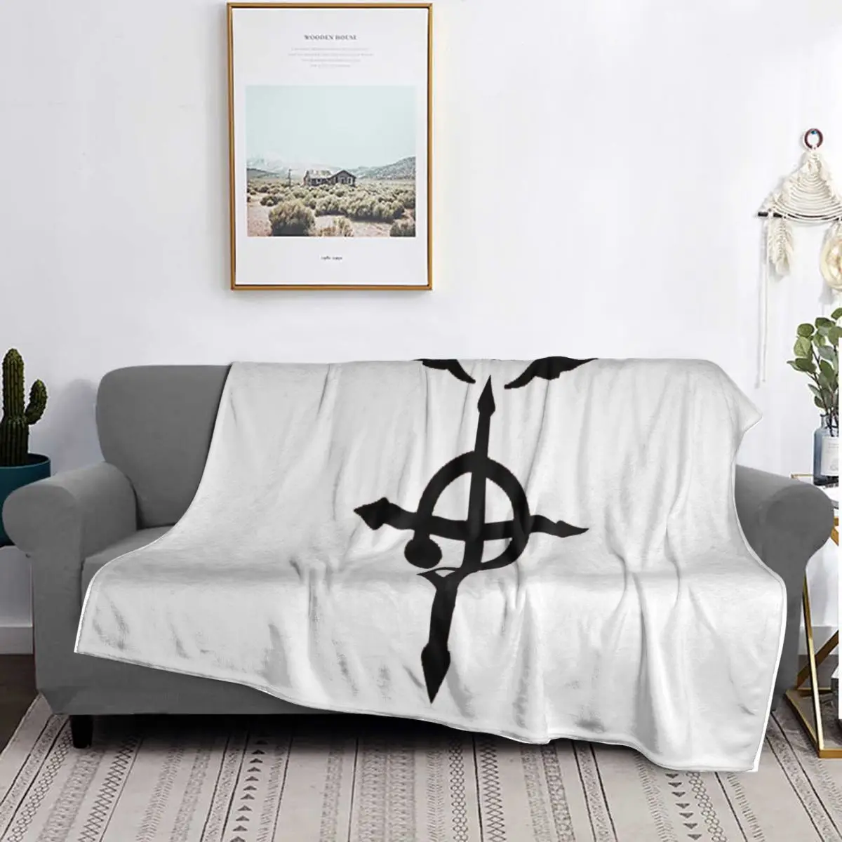Fullmetal Alchemist - Flamel Insignia (Black) Blankets Soft Warm Flannel Throw Blanket Cover for Bed Living room Picnic Travel