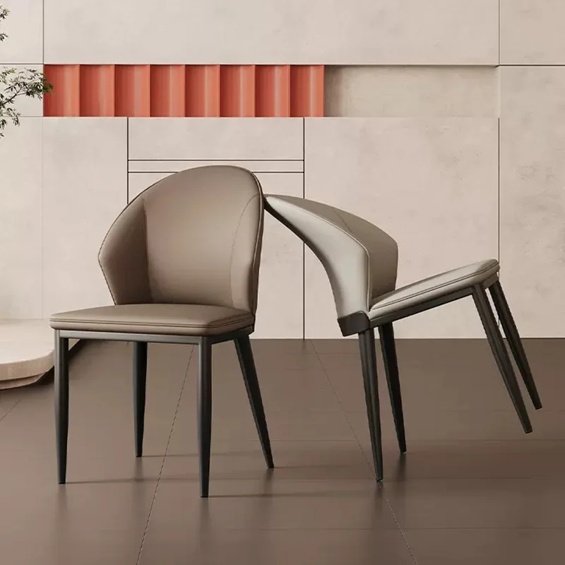 

Stylish Wingback Soft Leather Dining Chair Modern Steel Leg Restaurant Chair Simple Table Dinner Chairs for Kitchen Dining Room