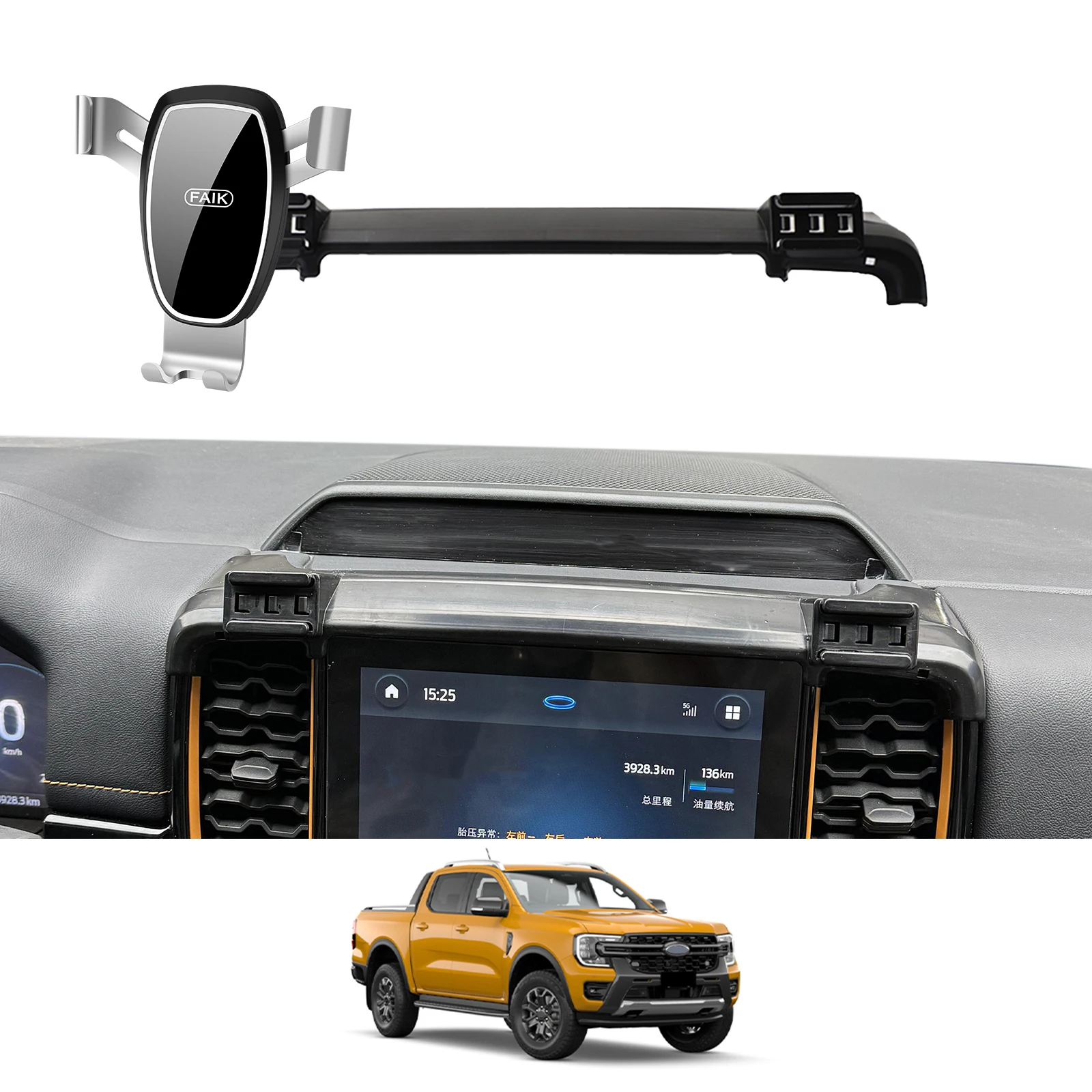 

Car Phone Holder for Ford Ranger 2023 2024 T9 Everest GPS Bracket Navigation Stand Auto Accessories