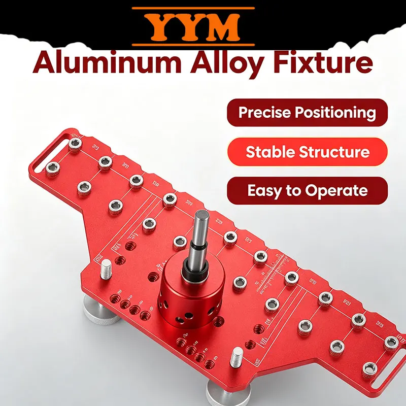 YYM 3 In 1 Shelf Pin & Hinge Hole Jig, Woodworking Drilling Guide for Cabinet Shelf and Door Hinge Installation