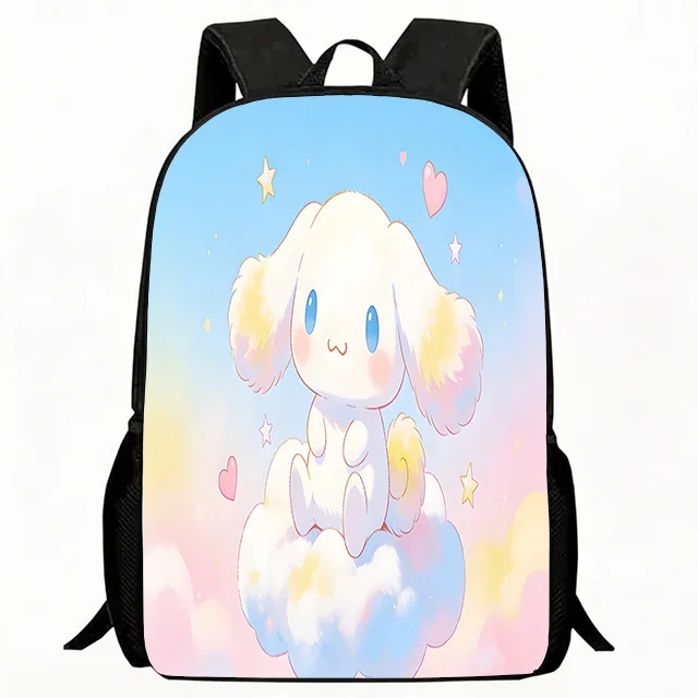 

Kids Bag Cute Pastel Puppy On Cloud With Hearts Print Backpack Kids Lightweight Breathable School Bag Adjustable Strap Large Cap