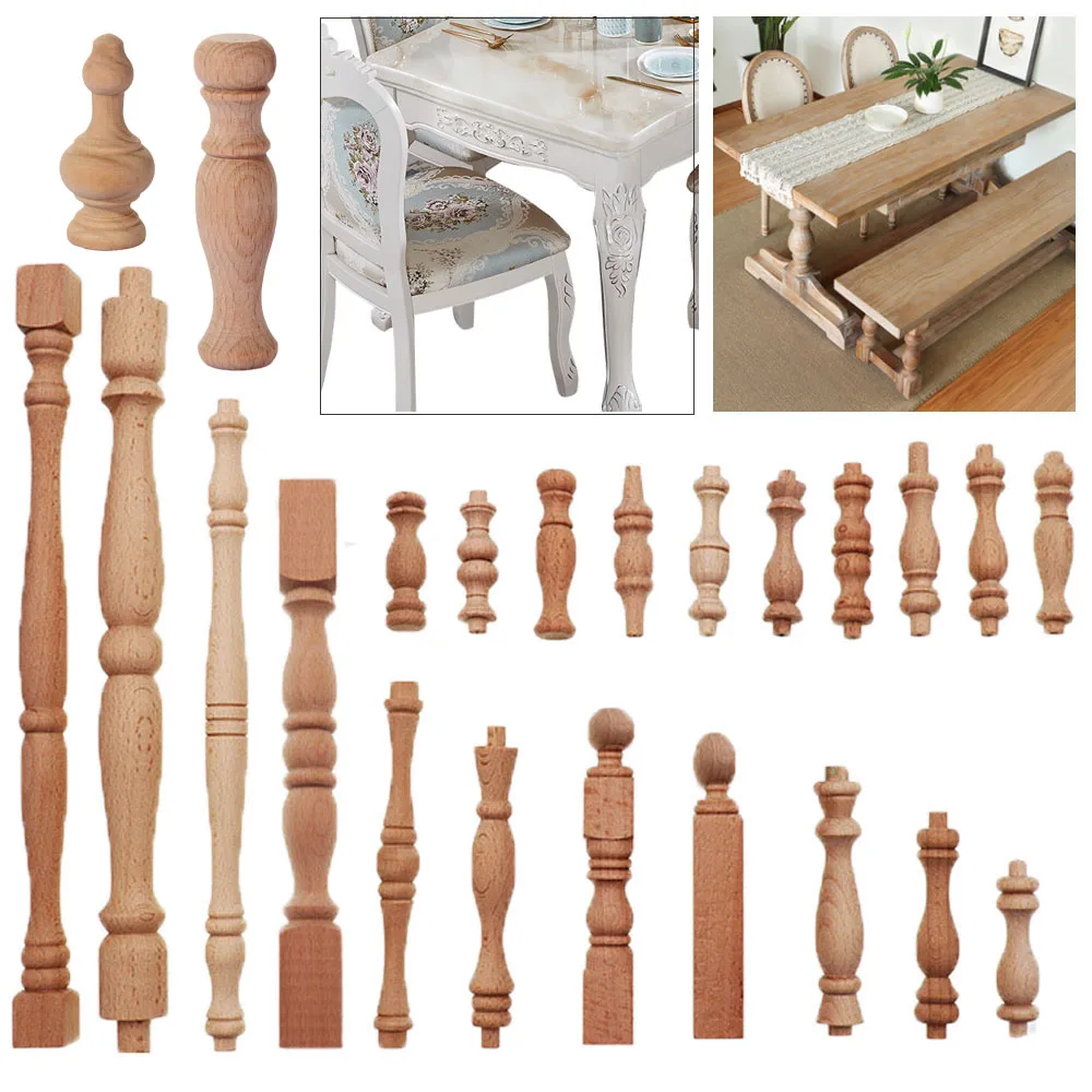 4pcs European Style Solid Wood Carved Furniture Foot Legs Cabinet Seat Feets Multi Styles Vintage Home Decoration Crafts