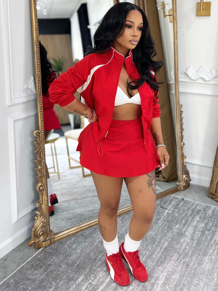 New Spring Summer Women Ladies Casual Two Pieces Skirt Set with Cardigan Short Jacket Top and Mini Skorts Outfits Streetwear view 2