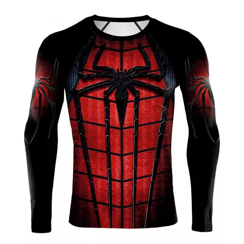Spider Man Venom Series Fitness Suit Tight Sports Training Long Short Sleeve T-shirt for Men view 3
