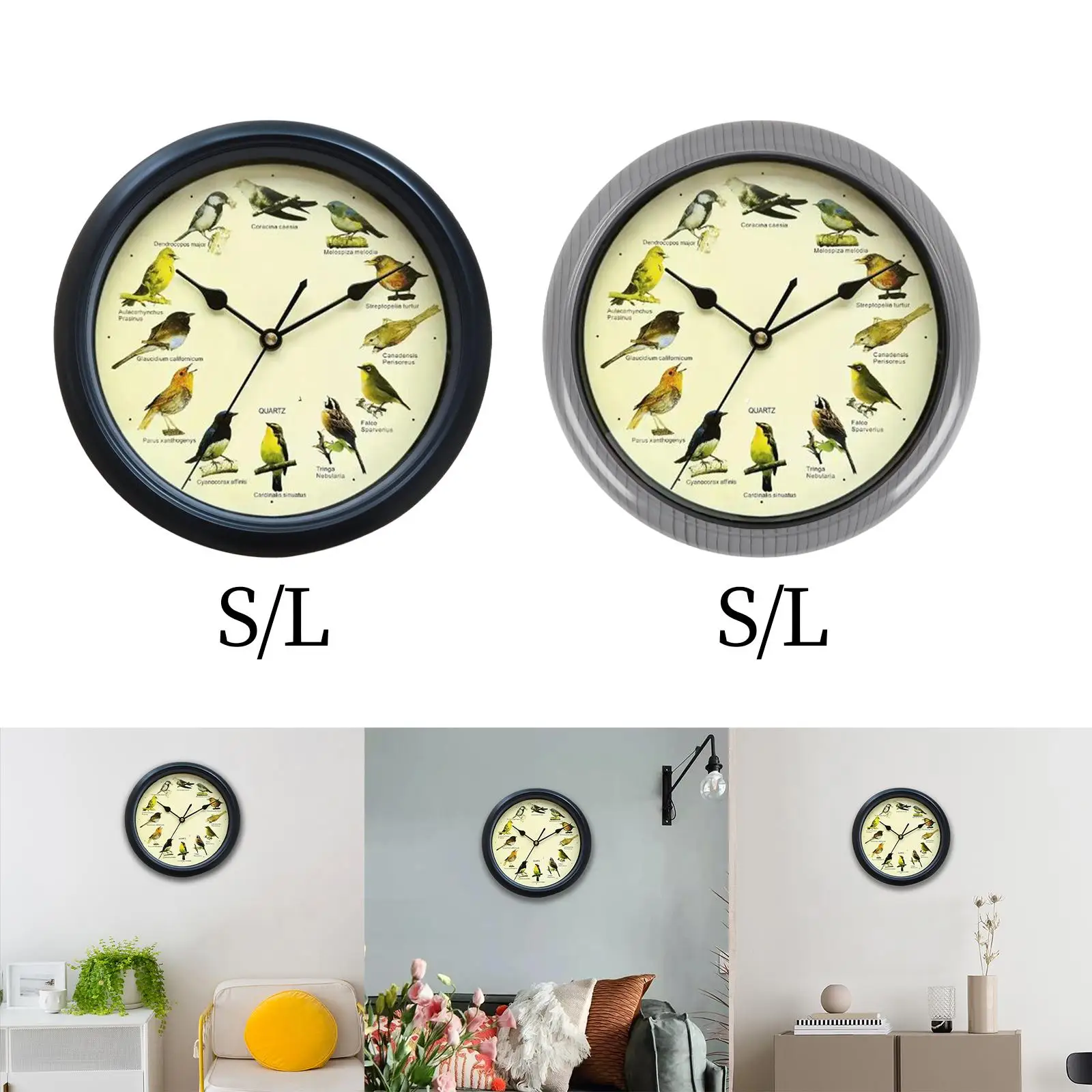 Singing Wild Bird Wall Hanging Clock Decorative for Household Interior Decor