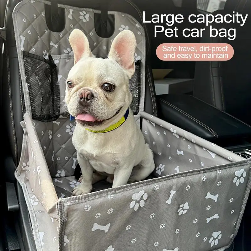 Puppy Car Seat Bag With Pockets Medium Dog Car Seat Oxford Cloth Adjustable Strap Waterproof Dog Seat For Kitten Small Anima