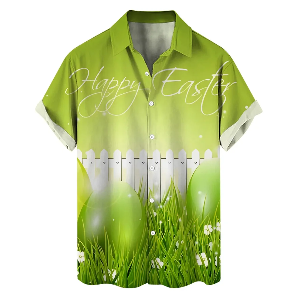 Neue 3d Cartoon gedruckt Hawaii Hemd Männer Frauen Sommerkleid ung Ostertag Kaninchen Strand Shirt Ei Kinder Geschenke Blusen Knopf Tops