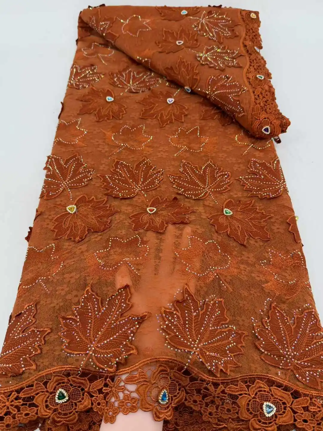 신부를 위한 기퓌르 시폰 튤 레이스 원단, 비즈와 스팽글이 있는 나이지리아 아프리카 스타일, 웨딩 파티용, 최신 2025 핫 세일