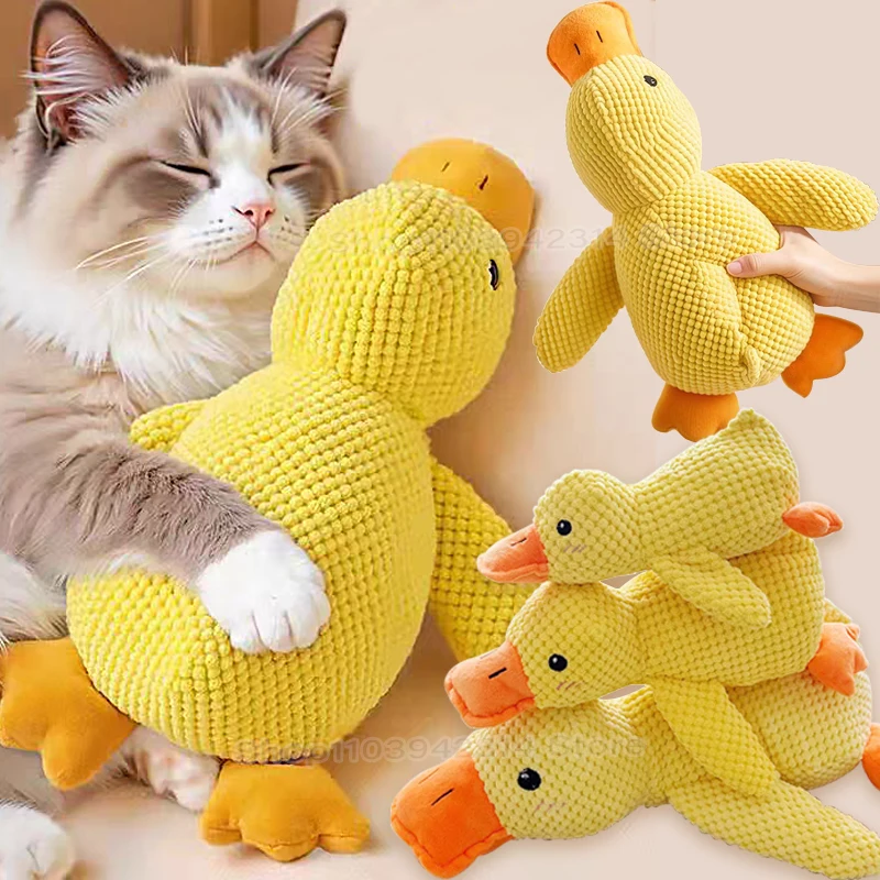 Plüsch Begleiter Schlafen Enten Cartoon Gelbe Ente Hund Spielzeug S/M/L Biss Beständig Zähne Schleifen Sound Relief ente Sound Haustier Spielzeug