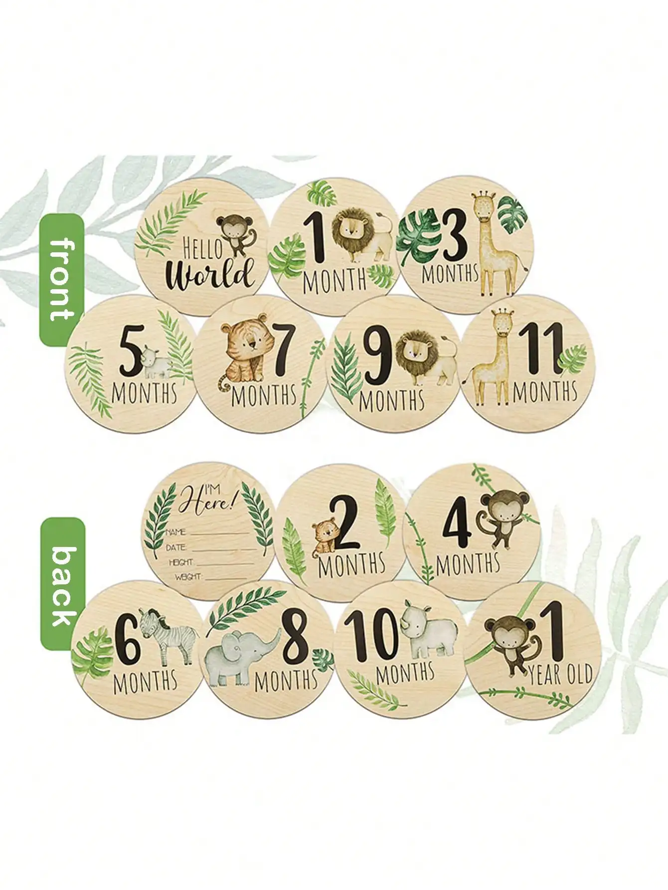 7 Wooden Baby Monthly Milestone Cards Wooden Welcome Newborn Photography Props Month Round Sign Props