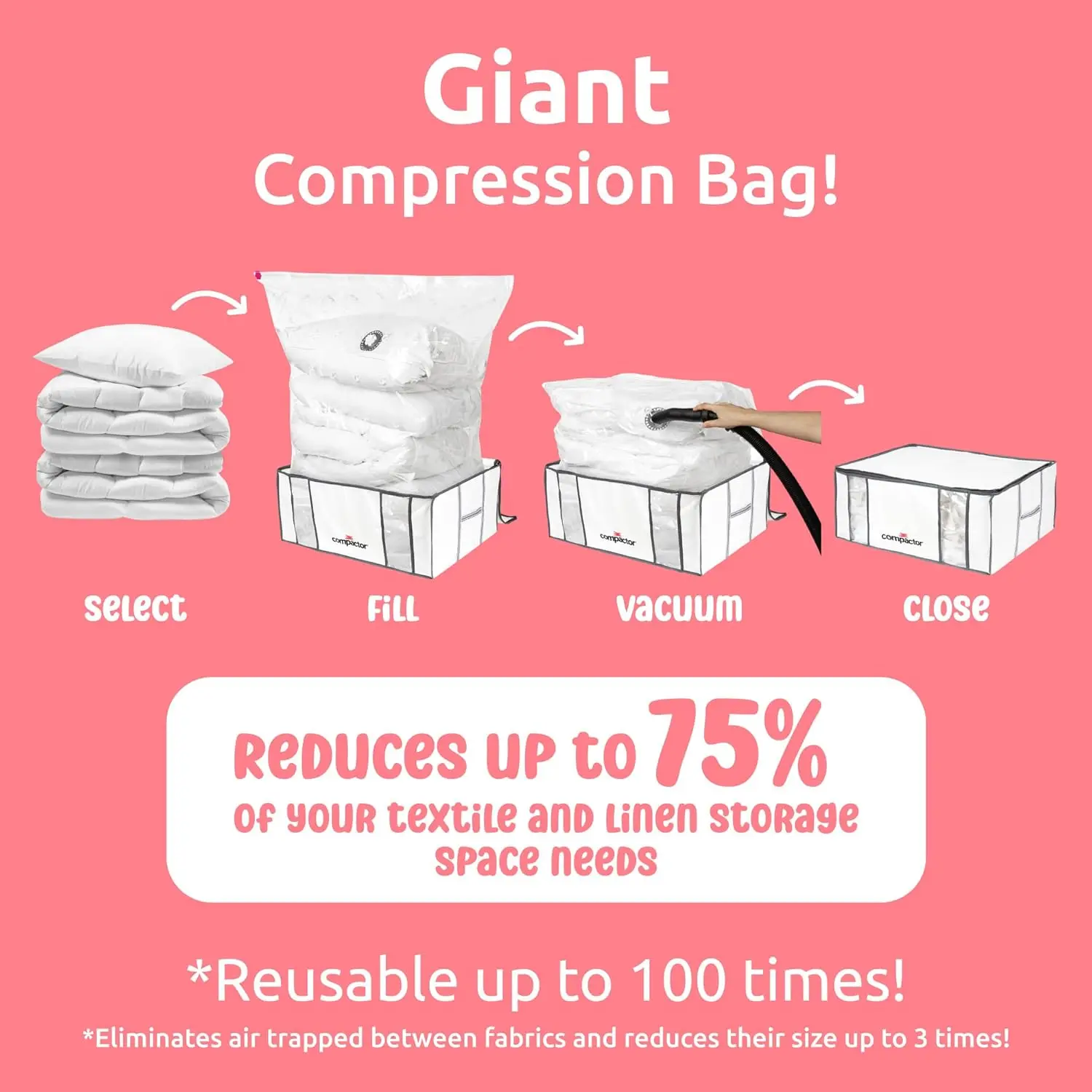 Vacuum Storage Bag XXL | Space Saver Vacuum Storage Bags for Clothes Comforters & Blankets Ultimate Storage Solution