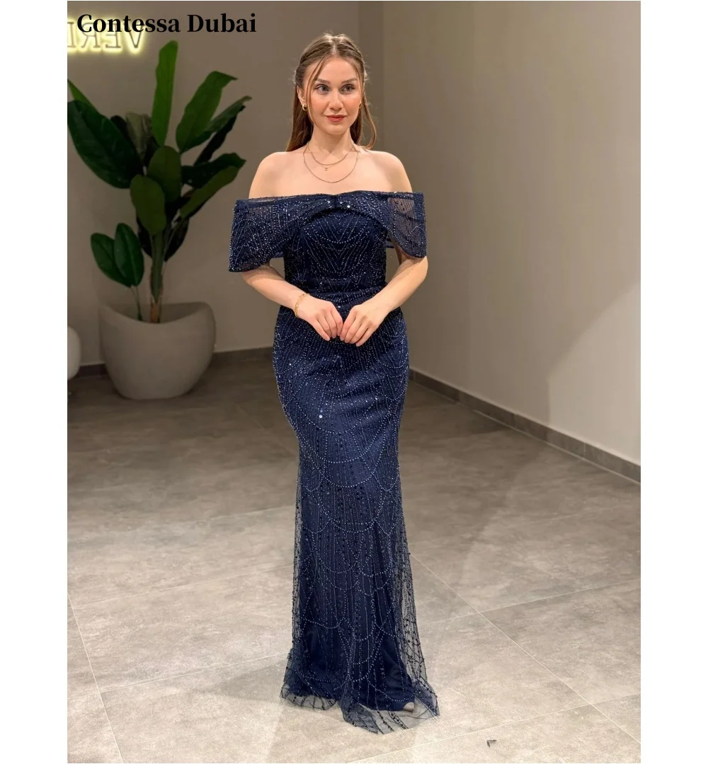 

Contessa Custom evening dress Tulle Off the Shoulder Prom Dresses Floor-Length Vestidos De Noche Mermaid Formal Evening 2026