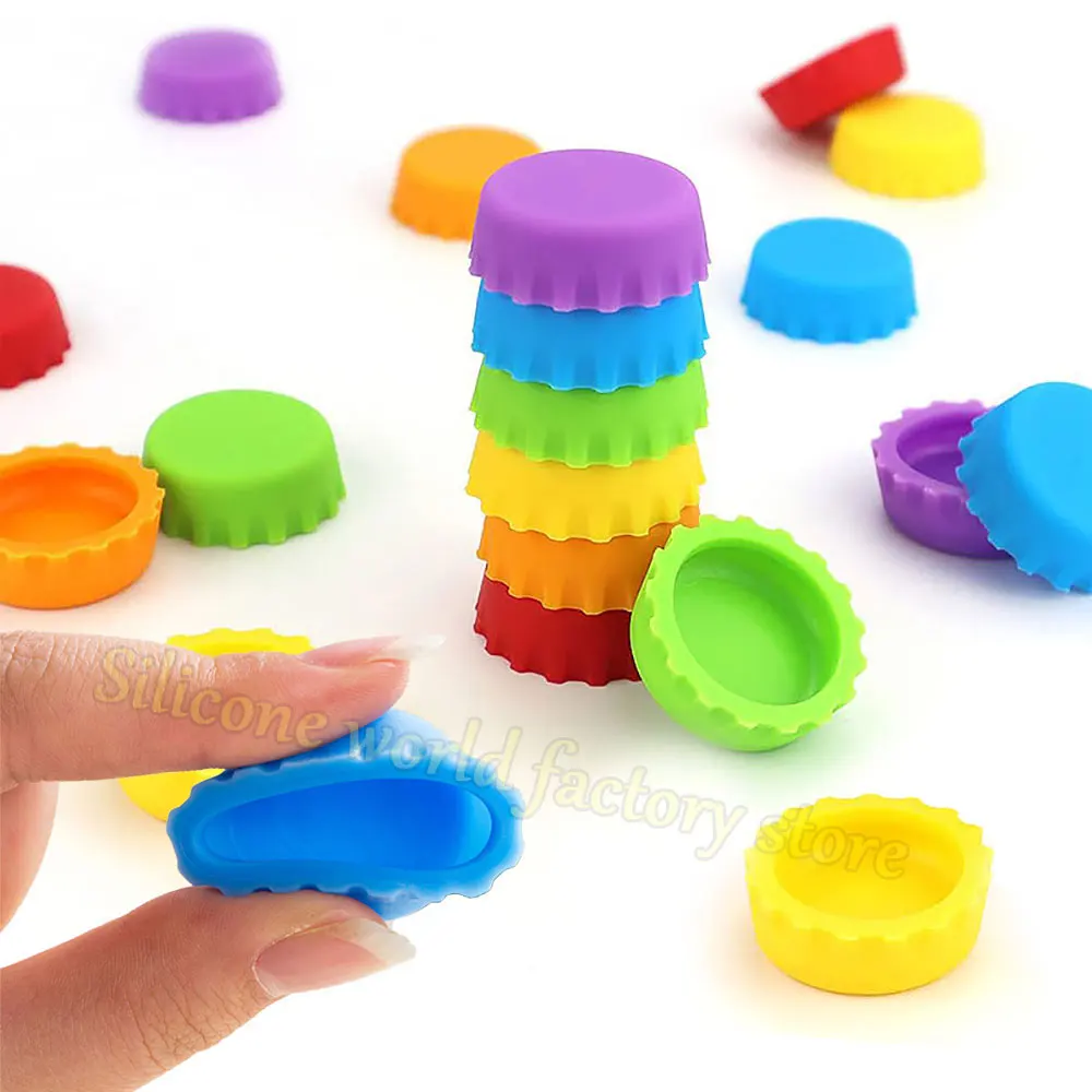 SW 12/6/3PCS Silicone Fresh-keeping Bottle Cap Soda Beer Sealed Caps Red Wine Stopper Vinegar Barware Soy Sauce Bottle Cover view 2