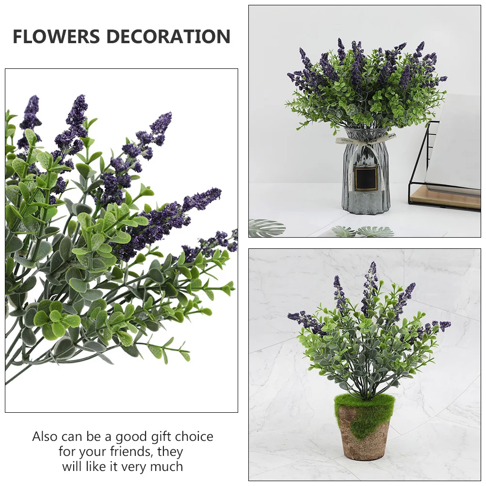 

2Pcs Artificial Flower Adornments Lavender Decoration Eco Friendly Plastic Fresh Natural Colors for Office Wedding Decor