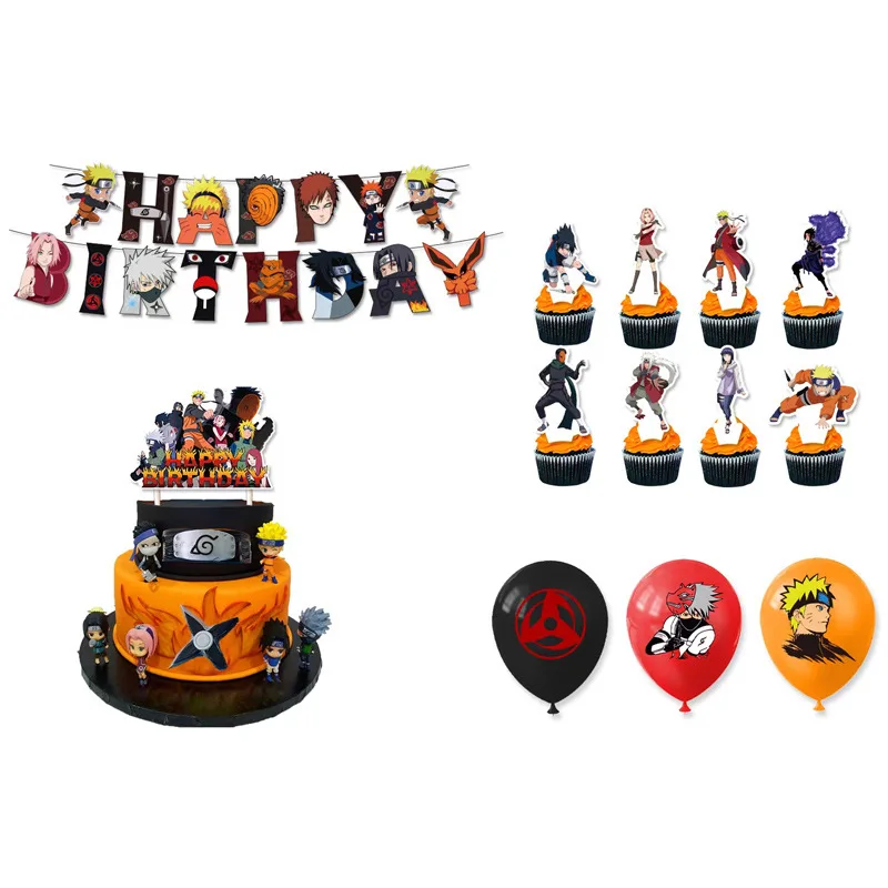 Naruto Birthday Party Decorations Set | Pull-Up Banner, Cake Topper, Balloons & Party Supplies Kit
