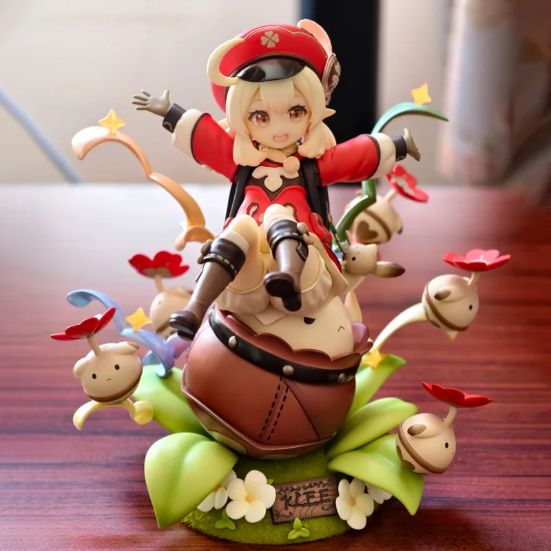

18 см игра Genshin Impact Klee ПВХ аниме фигурка Kawaii автомобиль настольное украшение статуя Коллекционный орнамент модель игрушки подарки