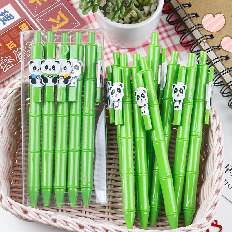 40PCS Cute Panda Bamboo Press Pen Student Brushing Question Pen Creative Stationery