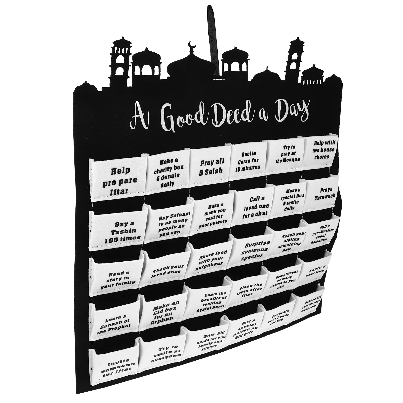 

1 шт. Мусульманский календарь обратного отсчета до Ид, подвесной настенный календарь из фетра, украшение для дома, создание праздничной атмосферы