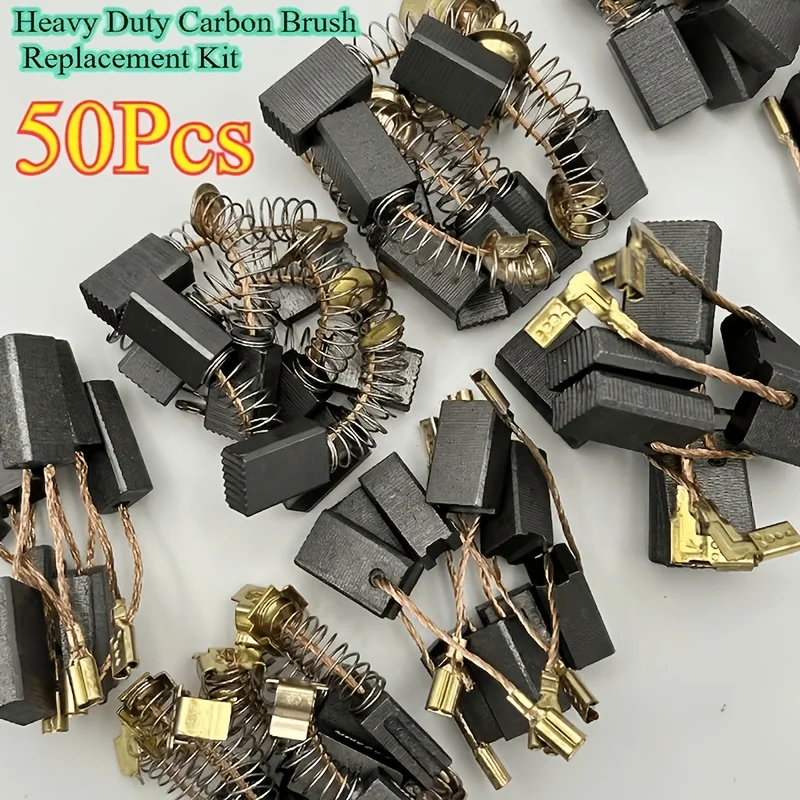 

50-Piece Heavy-Duty Carbon Brushes with Metal Base - Suitable for Electric Drills, Sanders, Angle Grinders, Motors - Durable Motor Repair Parts Set, 50 Pieces (for Drill Presses, Table Saws, Motor Maintenance)
