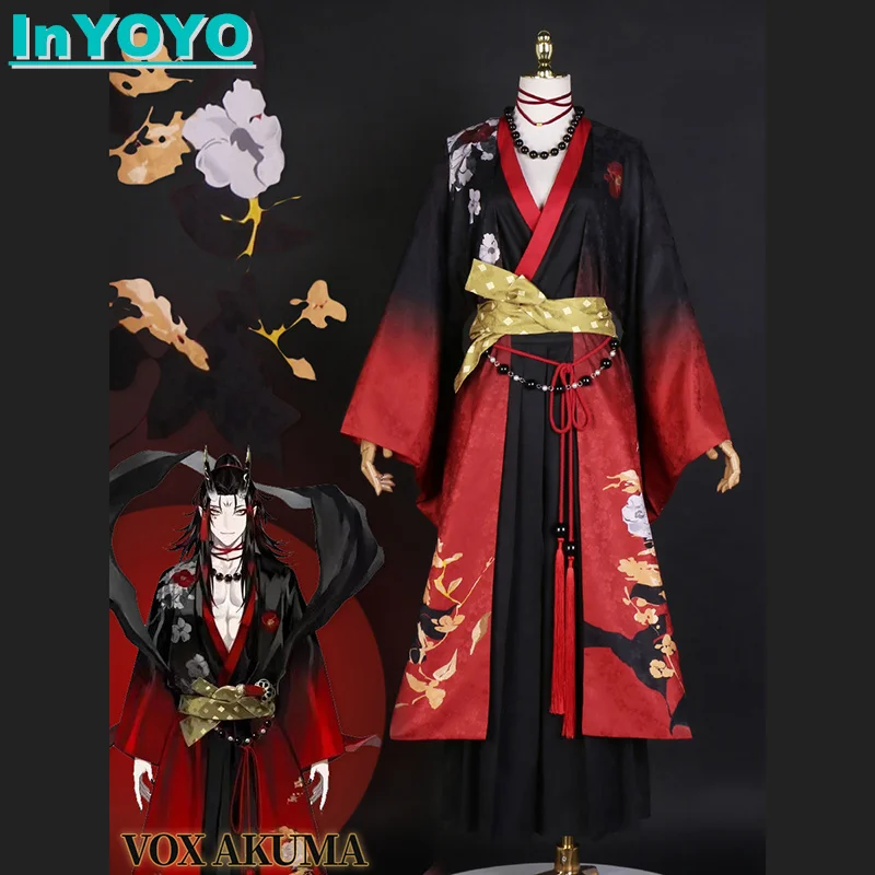 InYOYO Vox Akuma Cosplay Costume Vtuber Luxiem YouTube NIJISANJI EN Kimono Uniform Halloween Party Outfit For Women Men New 2023