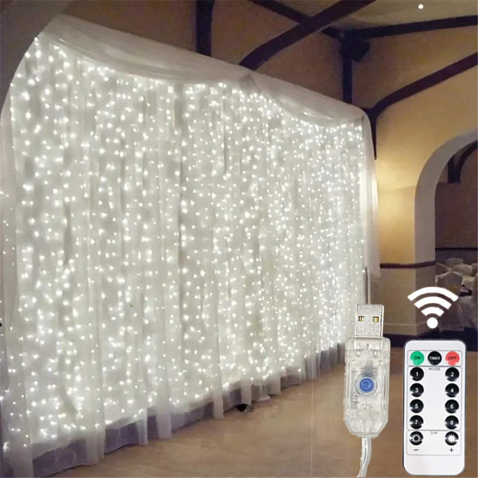  6x3M/3x3m Ramadan Decoration Curtain Garland on The Window USB Power Fairy Lights Festoon with Remote Garland Led Lights Decor 