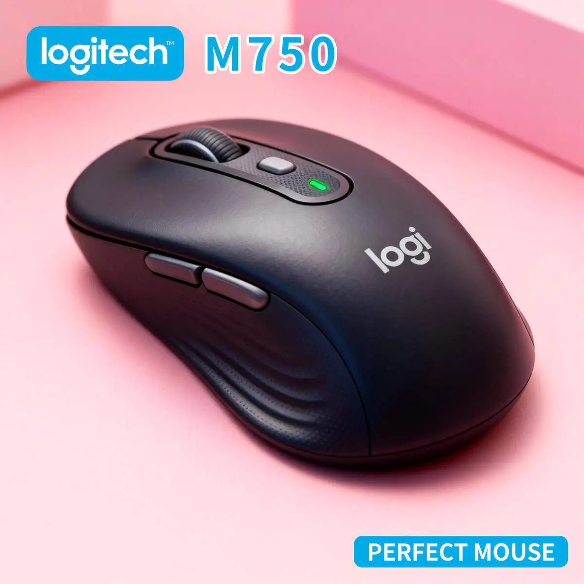 Logitech M750 Ergonomic Silent Mouse Wireless Bluetooth 2.4GHz Dual Mode 6 Buttons For PC Laptop Mac Office Gaming