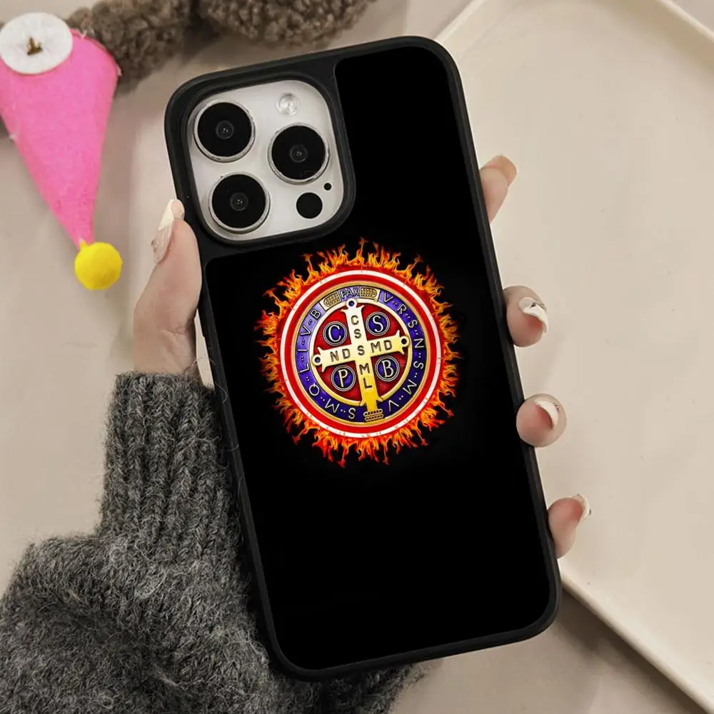 

Чехол для телефона с медалью Святого Бенедикта для iPhone 17 16 15 14 13 12 11 Air Pro Max Plus, матовый, цветной