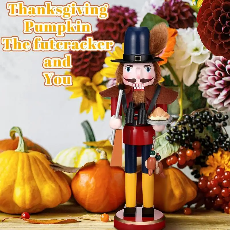 Thanksgiving Nutcrackers 15inches Handmade Wooden Christmas Decorative Nutcracker King Nutcrackers Christmas Decorations