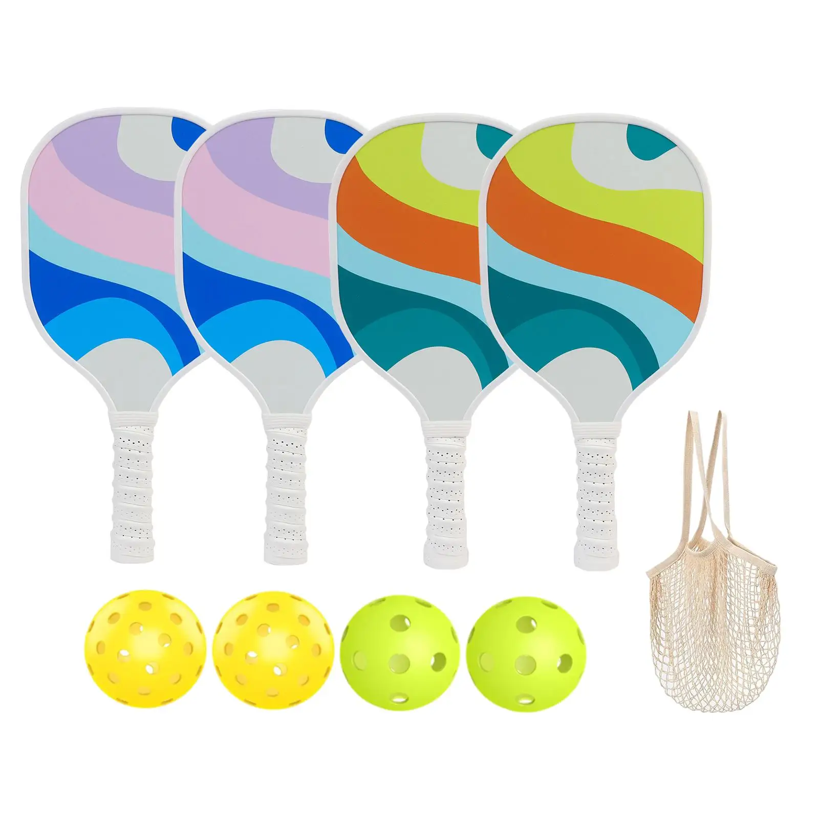 Pickleball Rackets Set 4 Pickleball Balls for Indoor Outdoor Use Adults