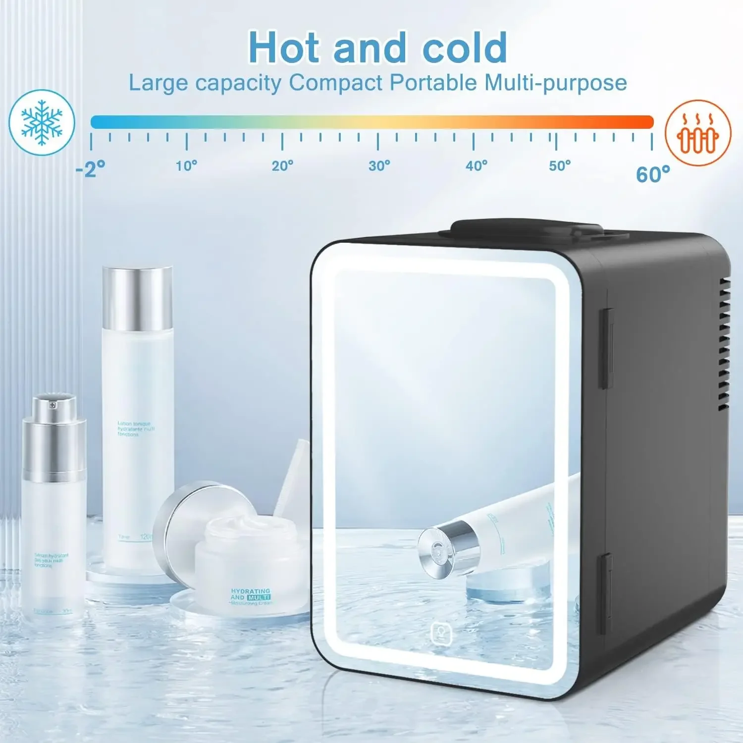 COOSEON Portable Mini Fridge with Reflective Mirror, Compact AC/DC Thermoelectric Cooler and Warmer Refrigerators for Beauty, Sk