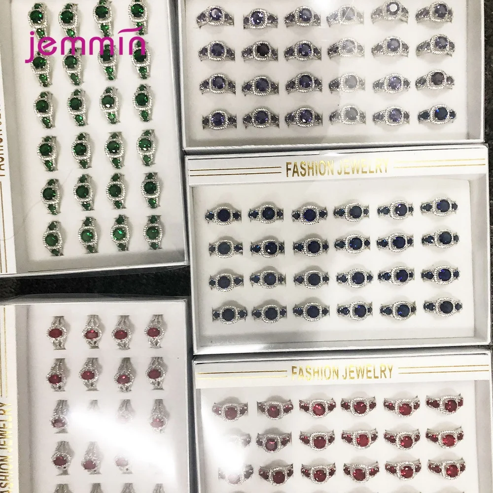 

24 шт. смешанный дизайн, оптовая продажа, обручальные кольца для женщин и мужчин, фианиты, роскошные ювелирные изделия, разные цвета, размер