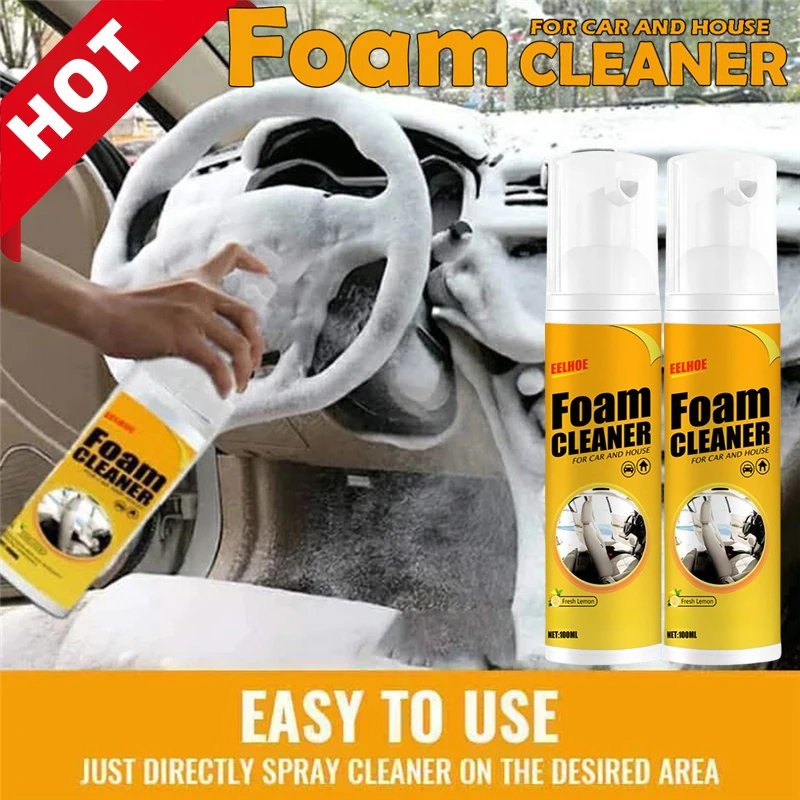 Limpiador de espuma multiusos, 2 uds., 100ML, Spray limpiador Interior para el hogar y el coche, protección antienvejecimiento para accesorios de coche