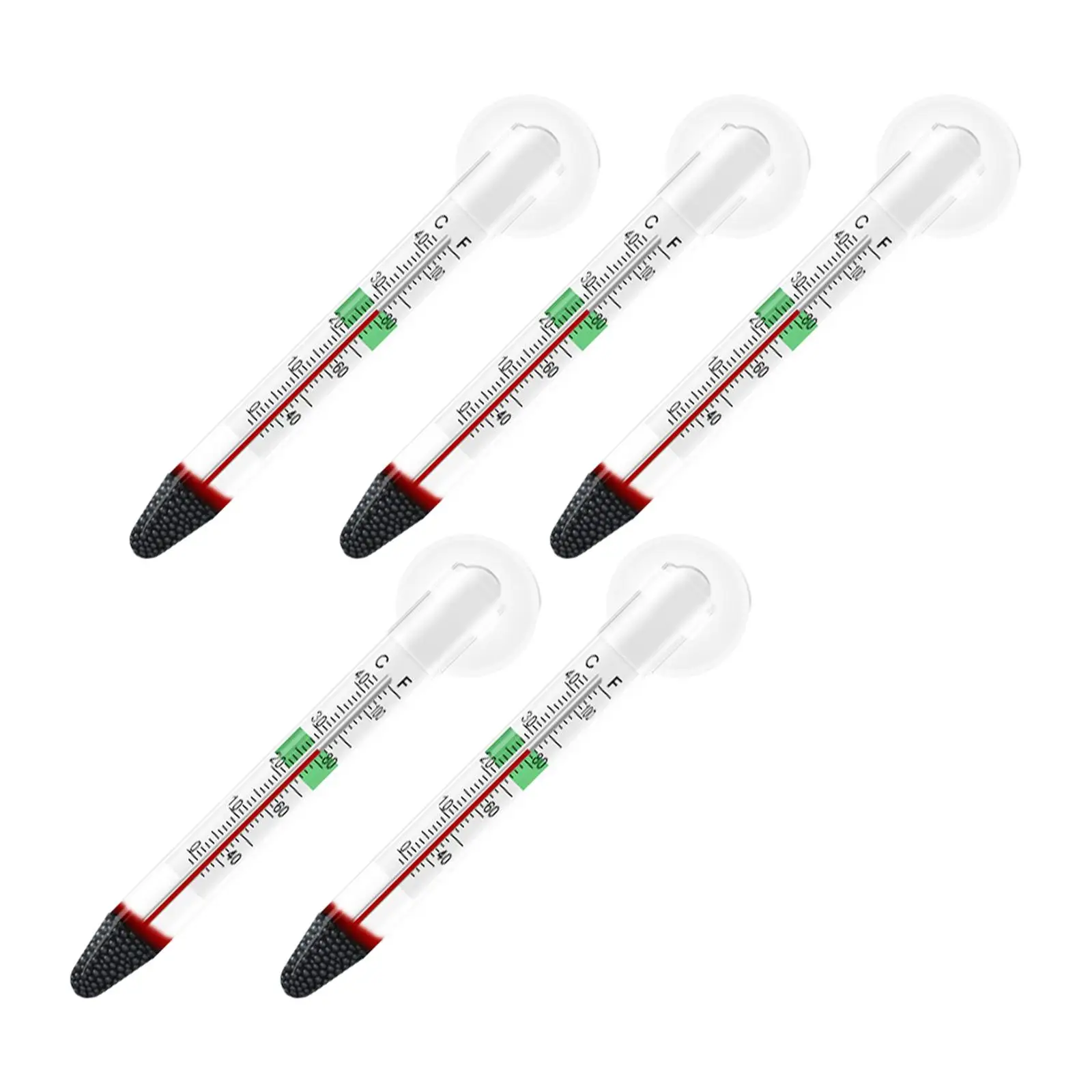 5Pcs Floating Thermometer Double Layered Glass Easy Read for All Water Types Suspended Design Glass Tube with Suction Cup