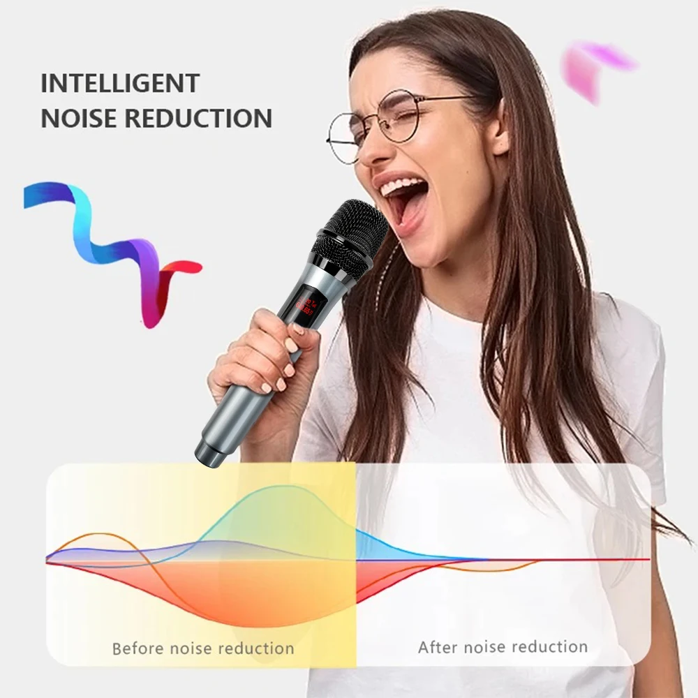 ميكروفون لاسلكي مزدوج محمول باليد ، ميكروفون كاريوكي احترافي ، مسرح ، كنيسة ، حفلة ، مدرسة ، مكبر صوت مباشر ، عرض اجتماع