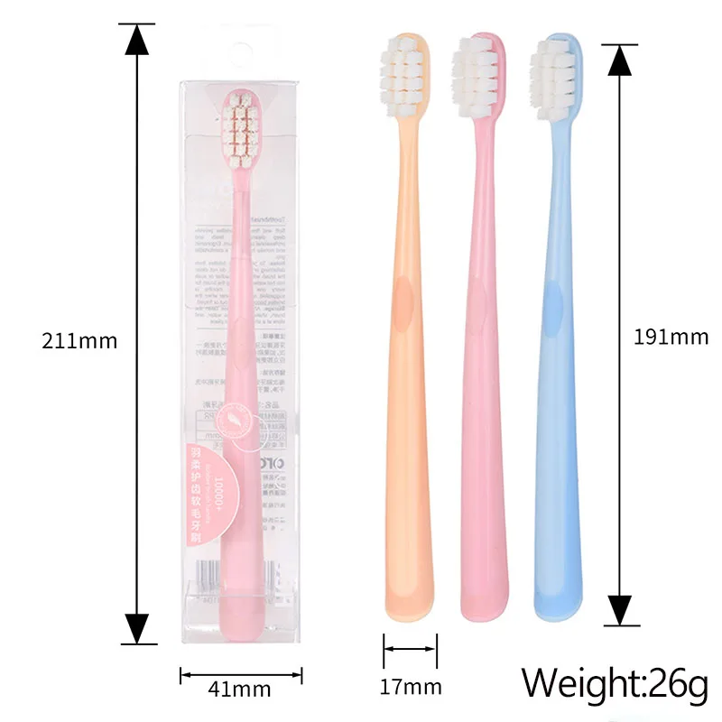 1PC Fresh Oral Couple Soft Bristled Toothbrush Square Hole Small Head Densely Planted With Hair Adult Household Travel Clean Set