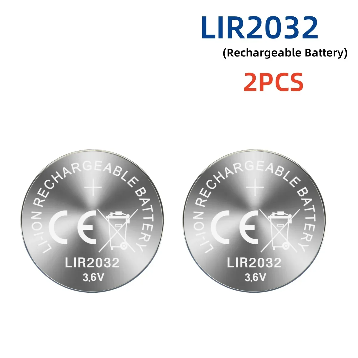 3.6V LIR2032 Li-ion Rechargeable Battery 20mAh For Bluetooth Tags DIY Projects Not For 3V CR2032 Devices product image